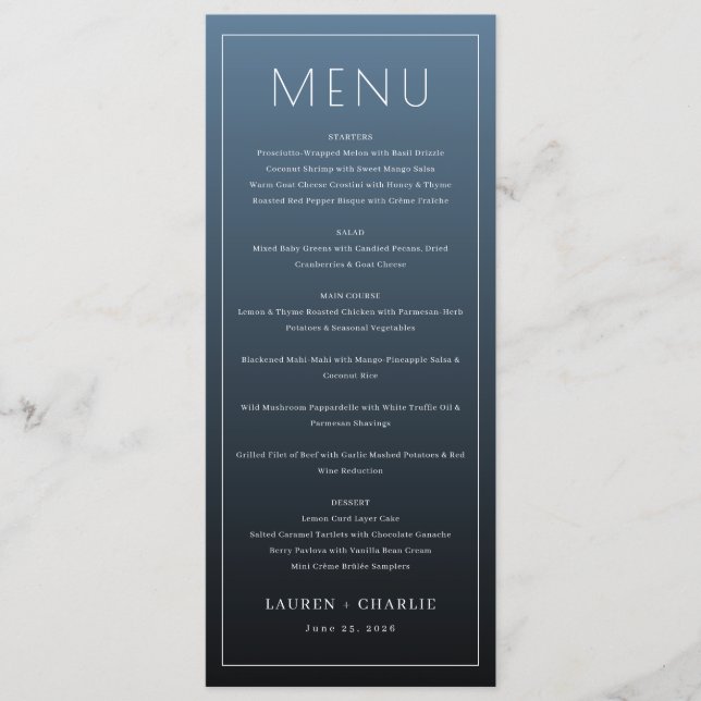 Menu Formel Élégant Nuit (Devant)