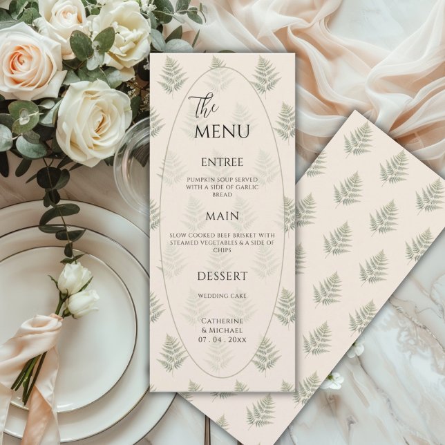 Menu Fougères vertes encadrent un mariage élégant (Créateur téléchargé)
