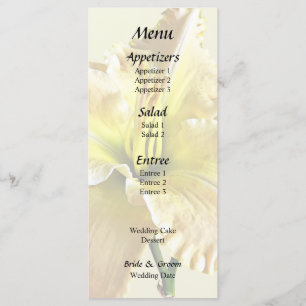 Menu Fournitures de mariage aux lis jour jaune