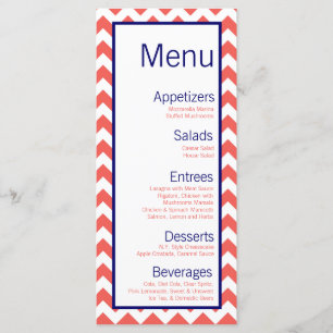 Menu Foyer nommé de corail de Chevron de bleu marine de