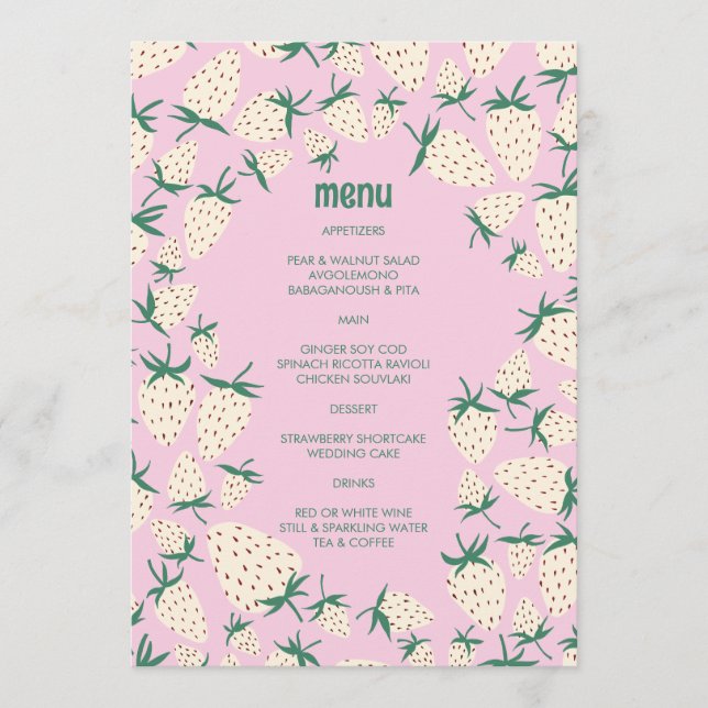 Menu Fraise blanche mignonne Aiguille MAIN DESSINÉE PER (Devant)