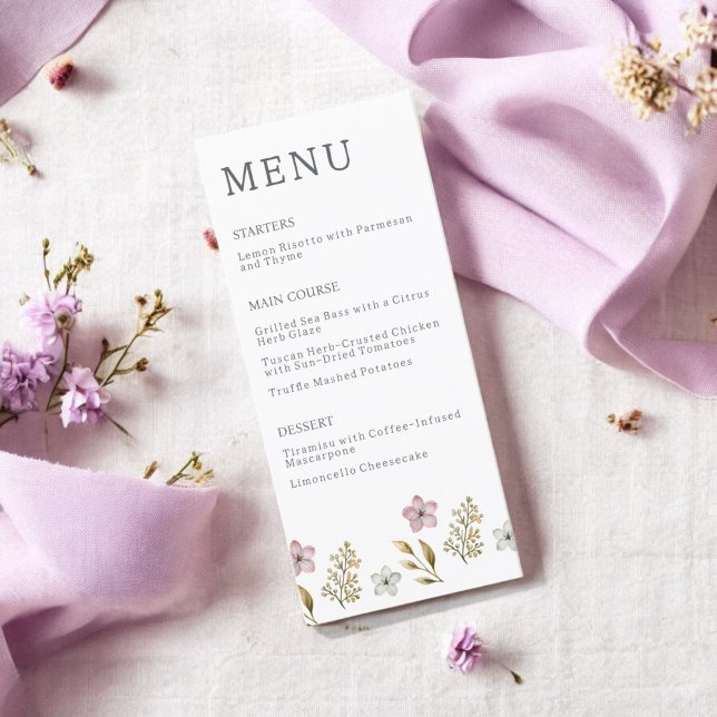 Menu Français Lilac Aquarelle Florale Élégante Printemp (Créateur téléchargé)