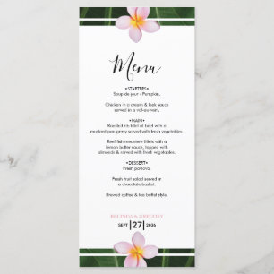 Menu Frangipani rose Plumeria Mariage