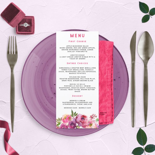 Menu Fun Vibrant Violet Fuchsia Floral (Créateur téléchargé)