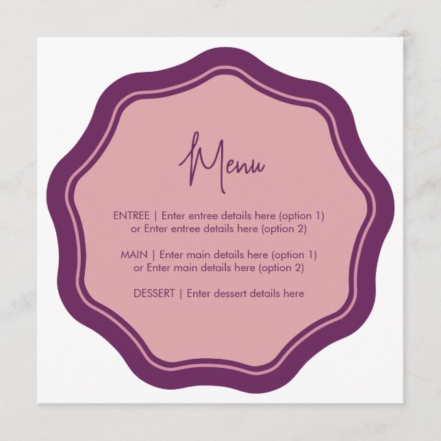 Menu Fun Wavy violet et rose (Devant)