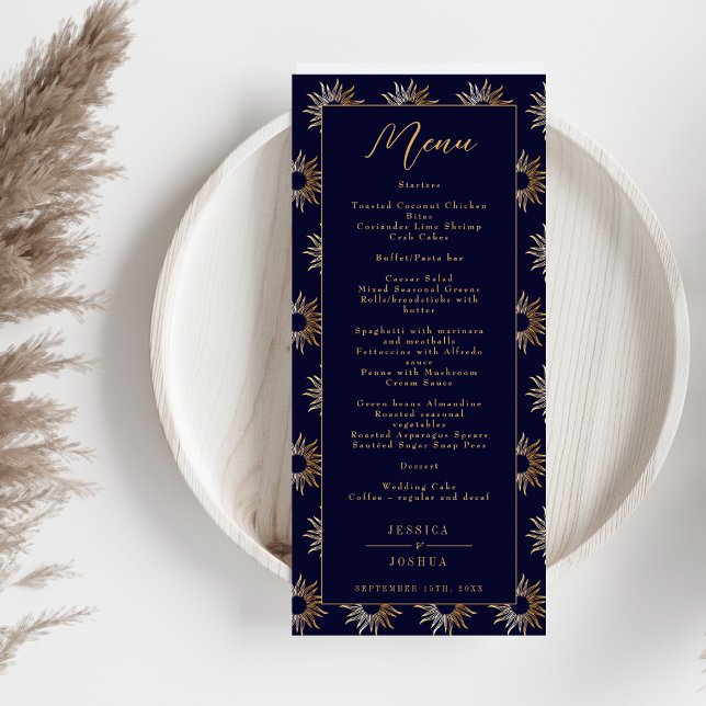 Menu Galaxie céleste Soleil Golden Navy Bleu (Créateur téléchargé)