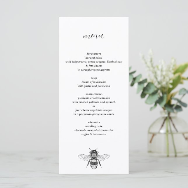 Menu Garden Bee Mariage (Debout devant)