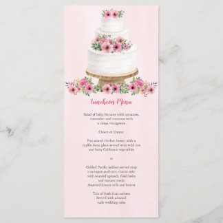 Menu gâteau Mariage Aquarelle Rose