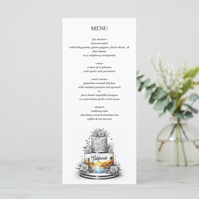 Menu Gâteau Mariage californien (Debout devant)