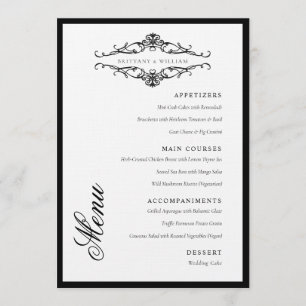 Menu [GAZELLE] Élégant Mariage monochrome noir et blanc