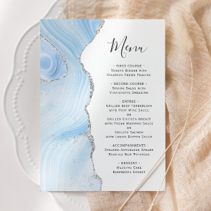 Menu Géode Agate Bébé Bleu Parties scintillant argent M