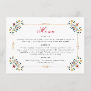 Menu Géométrie Vintage Motif Classique Intricé Mariage
