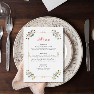 Menu Géométrie Vintage Motif Classique Intriqué Mariage