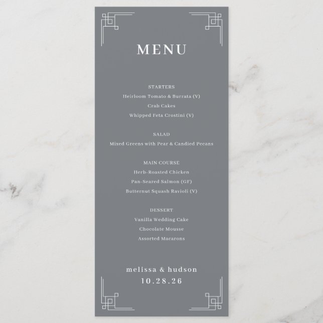 Menu Géométrique Gris Élégant (Devant)