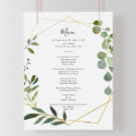 Menu Géométrique Tropical Vert Feuille Dîner espagnol<br><div class="desc">Cette carte de menu du dîner espagnol feuille vert géométrique est parfaite pour un mariage moderne. Le design présente de beaux feuilles verts peints à la main, ornant un cadre géométrique doré. Ce menu peut être utilisé pour une réception de mariage, un dîner de répétition, une douche nuptiale ou tout...</div>
