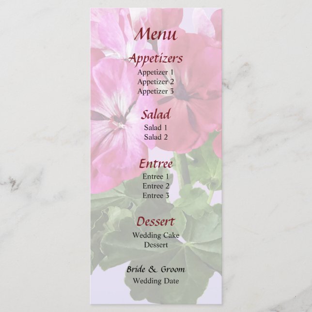 Menu Géranium magenta (Devant)