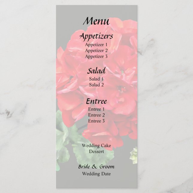 Menu Géranium Rouge Clair (Devant)