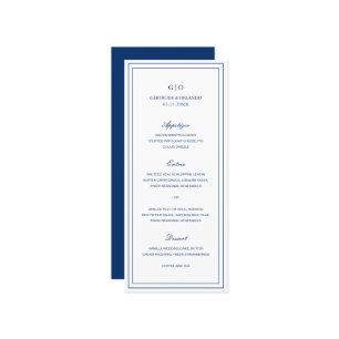 Menu Gertrude Marine Bleu Classique Mariage élégant