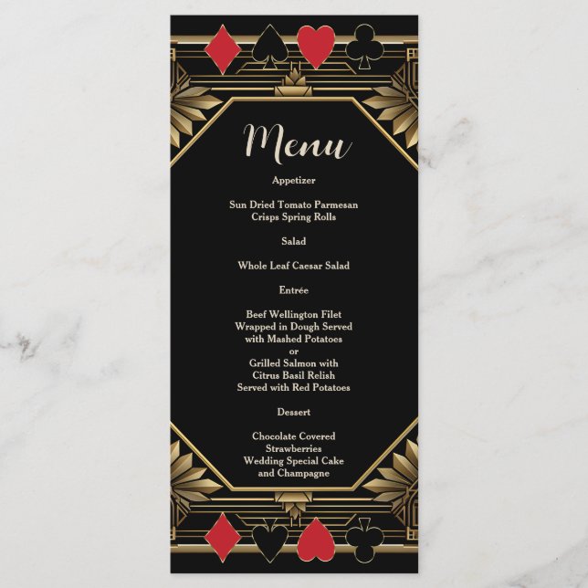 Menu Glam Casino Royale Las Vegas Poker Mariage (Devant)