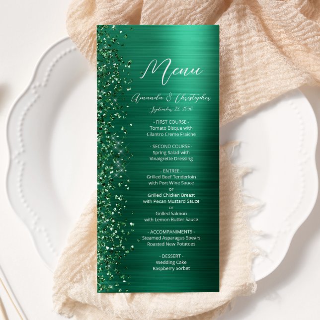 Menu Glam Emerald Green Parties scintillant Mariage en  (Créateur téléchargé)