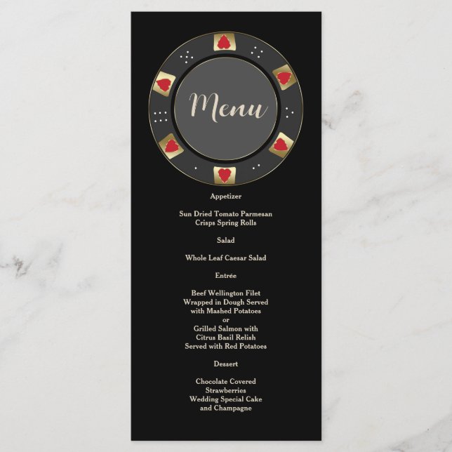 Menu Glam Vegas Casino Gold Poker Mariage (Devant)