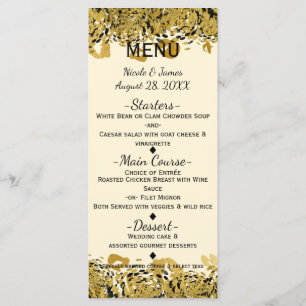 Menu Glamour Guépard Jungle Exotique Or & Noir