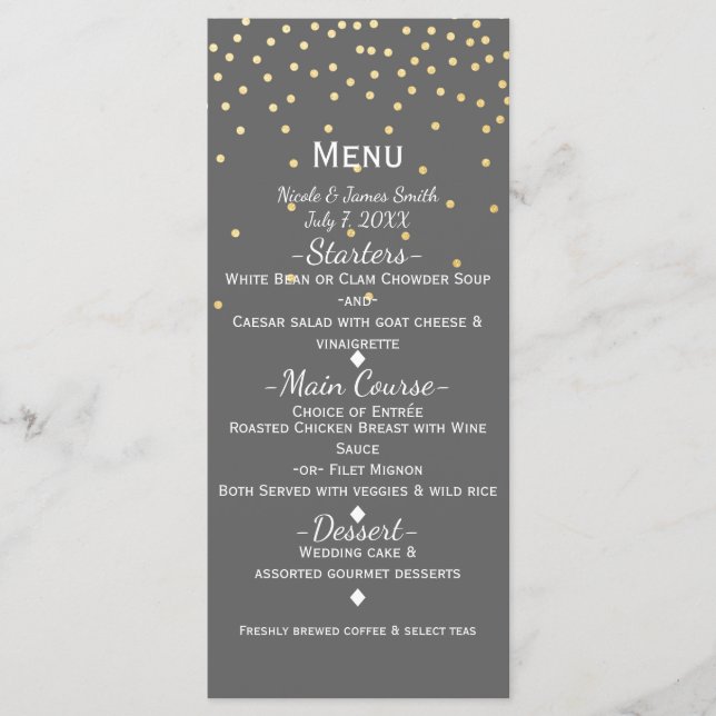 Menu Glamour Moderne Petits Points de Confettis Gr (Devant)