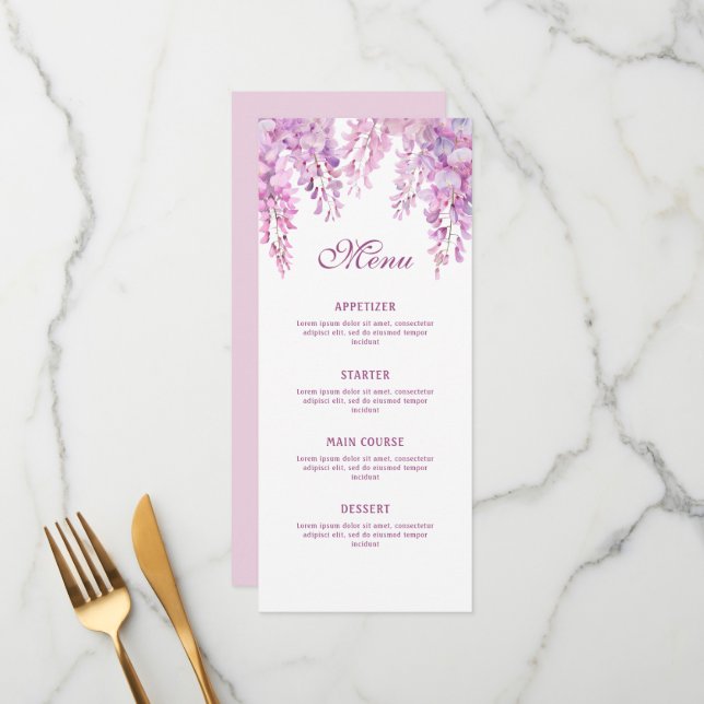 Menu Glycine Rose Classique (Devant/Arrière en situation)