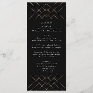 Menu Gold Black Elegance Diamond Geo Deco Mariage