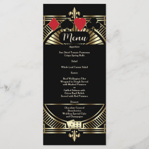 Menu Gold Black Gatsby Style Roaring Mariage des années