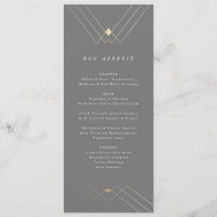 Menu Gold Diamond Grey Gray Géométrique Gatsby