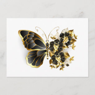 Menu Gold flower Butterfly with Black Orchid