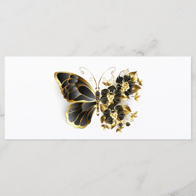 Menu Gold flower Butterfly with Black Orchid (Devant)