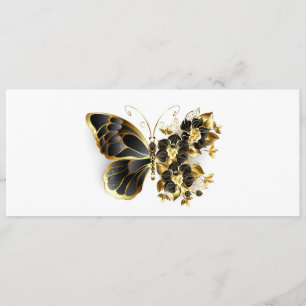 Menu Gold flower Butterfly with Black Orchid