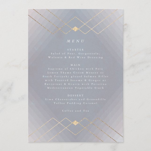Menu Gold Grey Elegance Diamond Geo Deco Mariage (Devant)