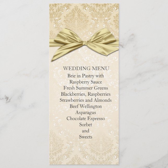 Menu Gold Ribbon Gold Mariage damassé (Devant)
