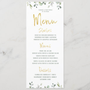 Menu Gold Script Calligraphy Classic Mariage Dîner