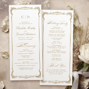 Menu Gold Vintage Frame Classic Script Wedding Programm
