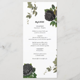 Menu Gothique Halloween Rose noir Mariage blanc