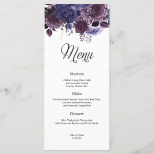 Menu Gothique Purple Floral Mariage
