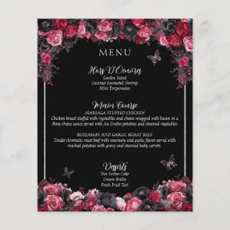 Menu Gothique Rose Rouge & Noir Moody Quinceañera