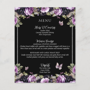 Menu Gothique Violet & Noir Moody Quinceañera