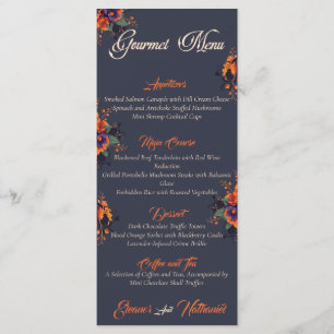 Menu gourmet simple Elegant Gothic 3D Fleur de Crâ