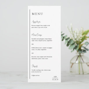 Menu Grace noir et blanc Mariage moderne