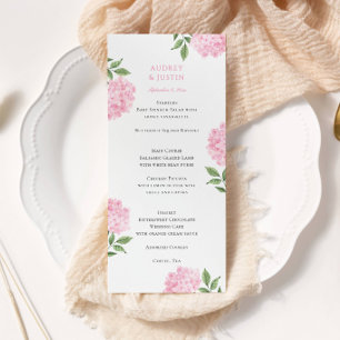 Menu Grand dîner de mariage aux hortensias roses