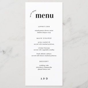 Menu Gras minimaliste Mariage et menu barre