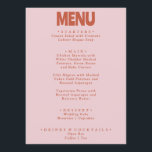 Menu Gras Retro coloré brillant Funky unique Mariage<br><div class="desc">Un menu de dîner mariage moderne et coloré rétro et moderne. Ce qui présente le design modèle chic de boho vintage bulle rose arrière - plan et audacieux menu typographie en rouille .. Parfait et assorti à toute la suite.</div>