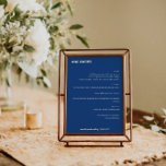Menu Gras Simple Français Bleu Simple Personnalisé<br><div class="desc">Cute Bold Minimaliste Français Blue Fall Retro Simple Custom Wedding Menu</div>