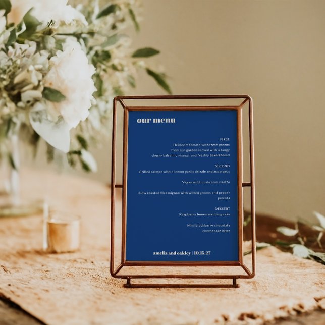 Menu Gras Simple Français Bleu Simple Personnalisé (Créateur téléchargé)