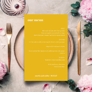 Menu Gras Simple Jaune Simple Custom Wedding